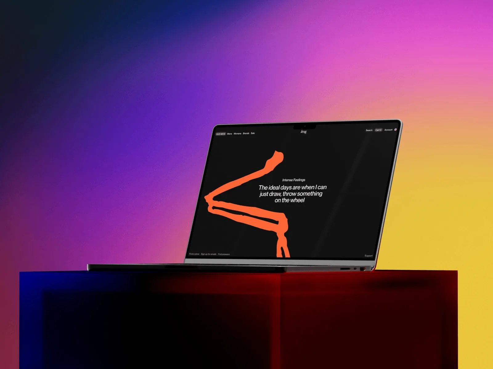 Laptop with the chatbot demo screen in front of a purple and orange gradient